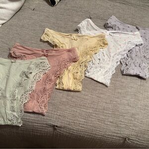 Skims Tanga Lace Trim Panty Set - Pastel Mix